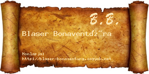 Blaser Bonaventúra névjegykártya